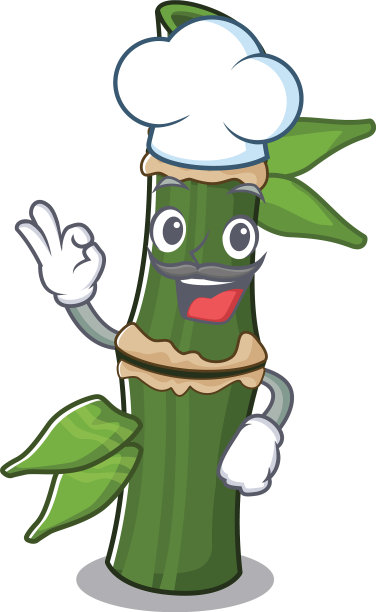 卡通人物穿竹制服装的厨师图片下载