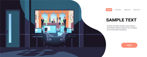 两个人在看玻璃后面的监视器图片下载