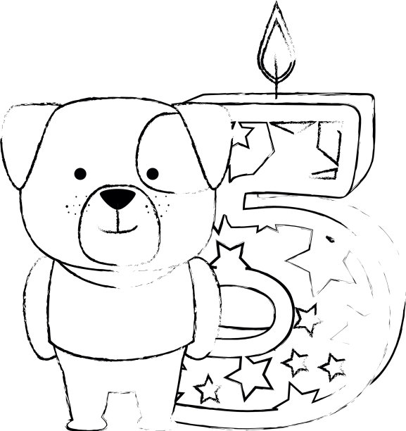 可爱的5号蜡烛与狗的性格图片下载