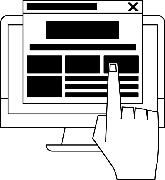 电脑屏幕上网浏览在黑色和图片下载