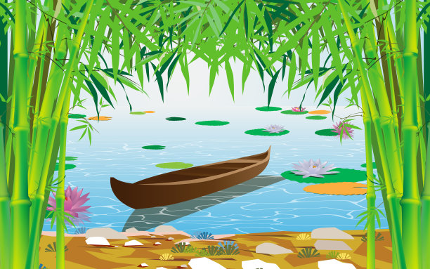 竹林沼泽的木制码头图片下载