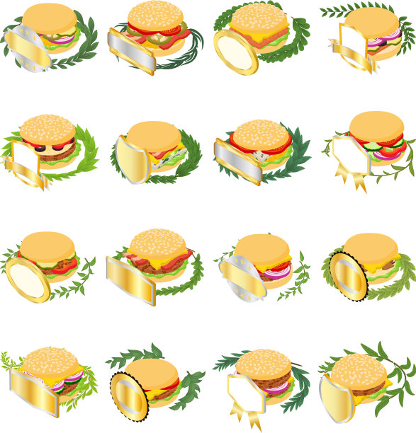 最好的三明治图标设置等距风格图片下载