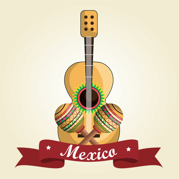 吉他和沙槌墨西哥节日图片下载