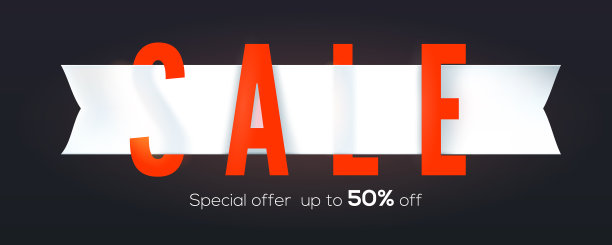 销售创意横幅孤立在黑色背景图片下载