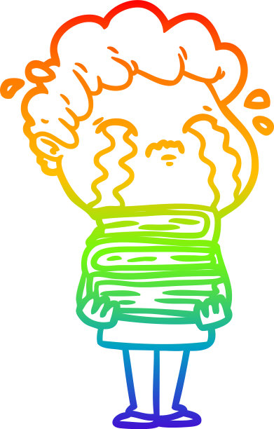 彩虹渐变线画卡通男人哭图片下载