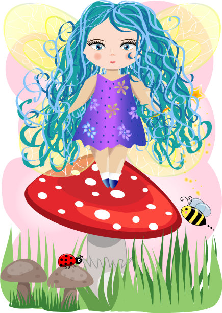 一个拿着魔杖和翅膀的卡通小仙女图片下载