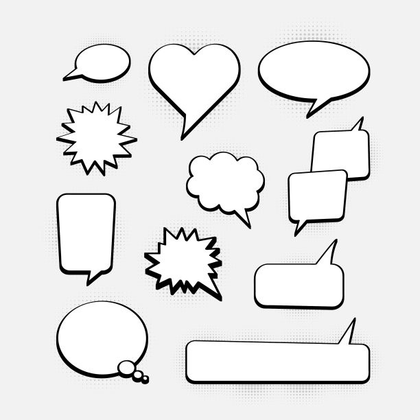 设置演讲气泡半色调阴影股票图片下载