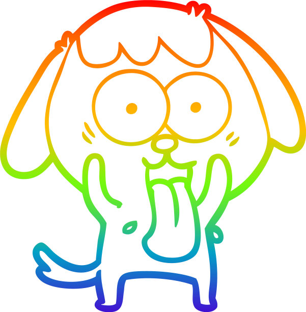 彩虹梯度线画可爱的卡通狗图片下载