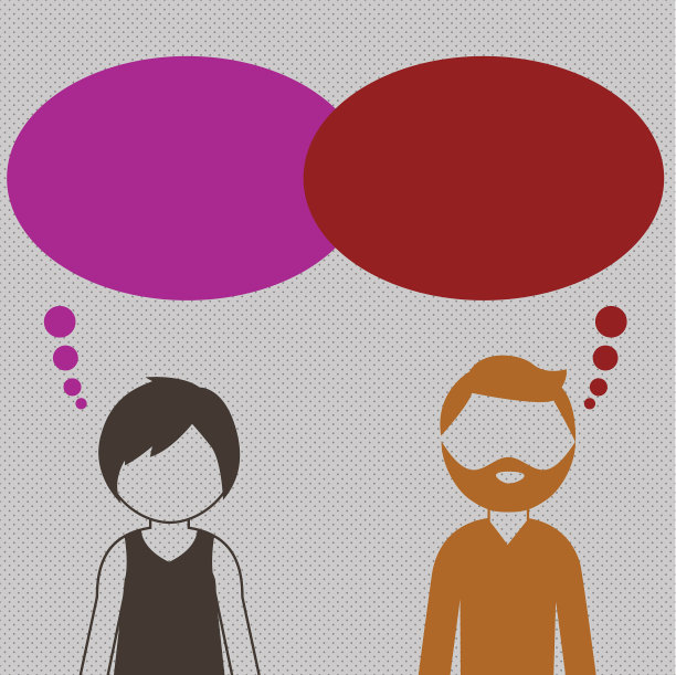 胡子男人和女人的侧面图片下载