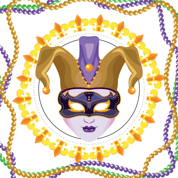 戴小丑帽的面具图片下载