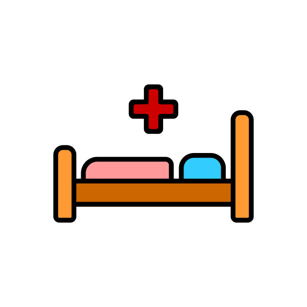 医院病床图标医学符号平坦图片下载