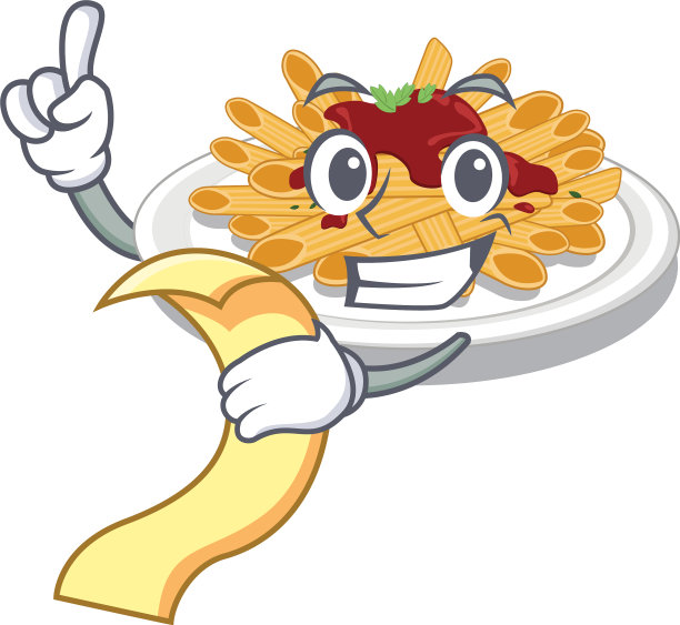 菜单上有吉祥物形状的意大利面图片下载