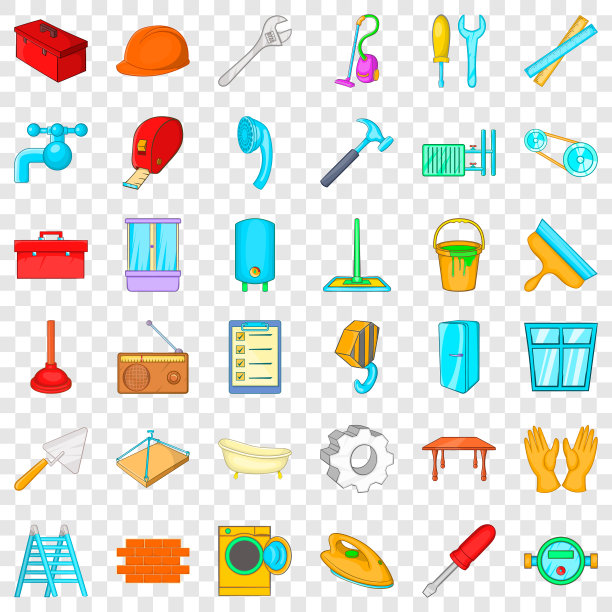 螺丝起子图标设置卡通风格图片下载