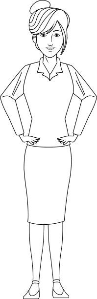 商业女性化身卡通人物黑和图片下载