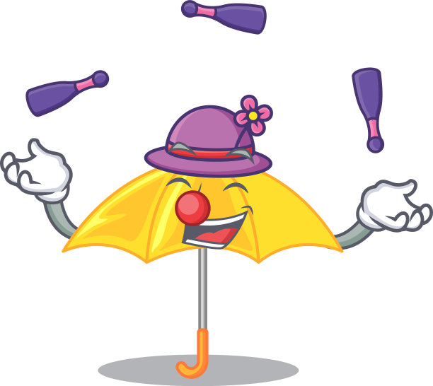 杂耍经典黄色雨伞的形状卡通图片下载