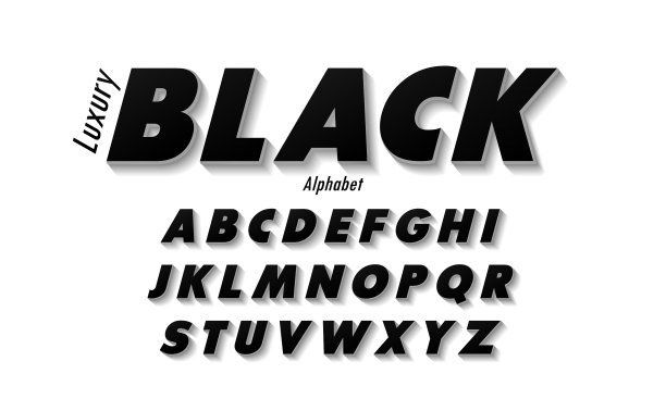 设置优雅的黑色字母大写字体图片下载