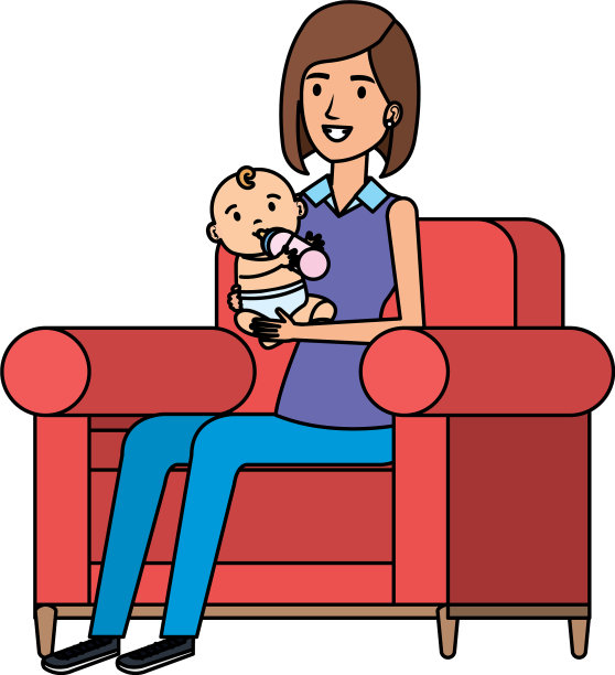 妈妈把小脚垫抬在沙发上图片下载