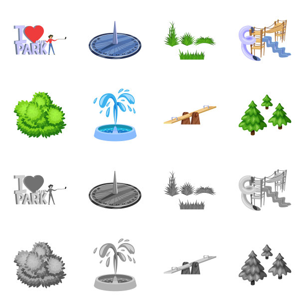 设计城市和街道的图标集图片下载