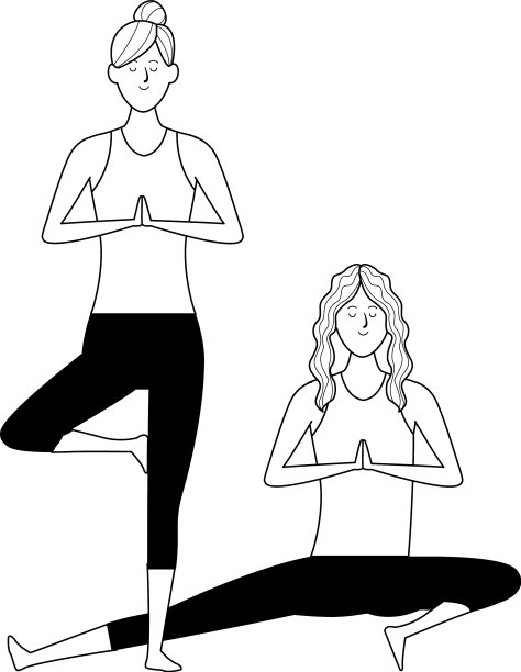 女性瑜伽姿势是黑白的图片下载