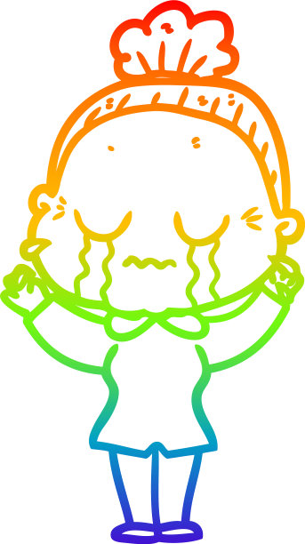 彩虹渐变线画卡通哭老图片下载