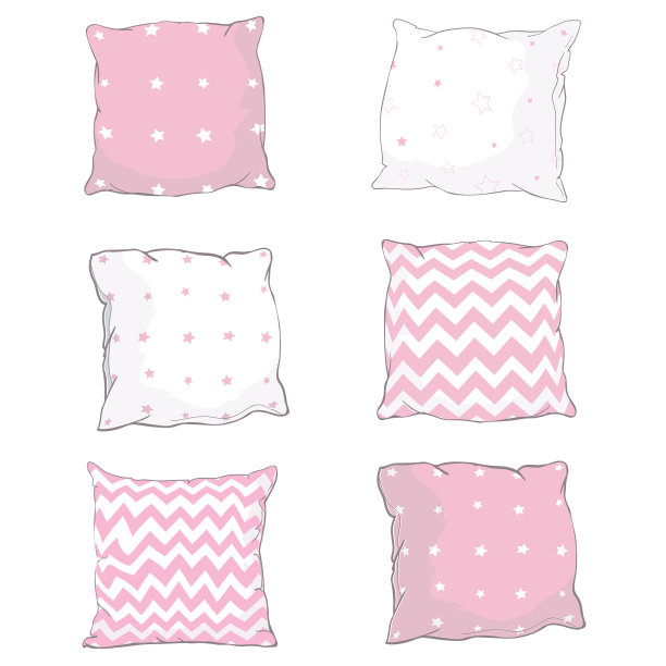 卡通装饰枕头手绘一套图片下载