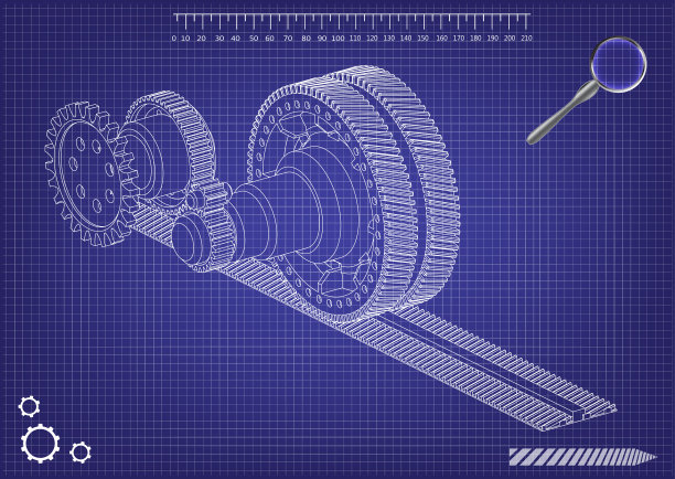 蓝色齿轮的3d模型图片下载