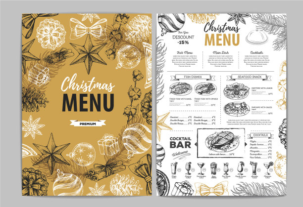 手绘圣诞节日菜单设计图片下载