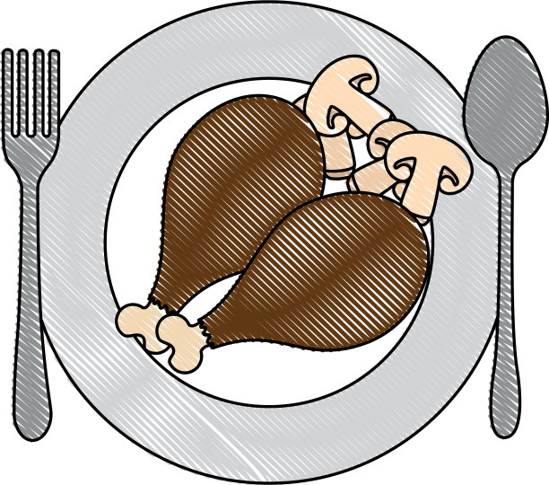 配鸡腿、鸡腿和蘑菇图片下载