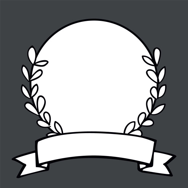 月桂花圈黑白相框上黑图片下载