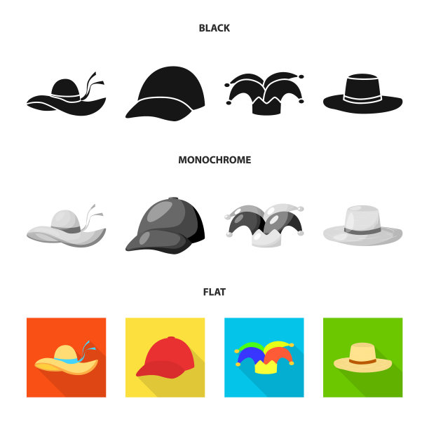 孤立对象的服装和帽子标志集图片下载