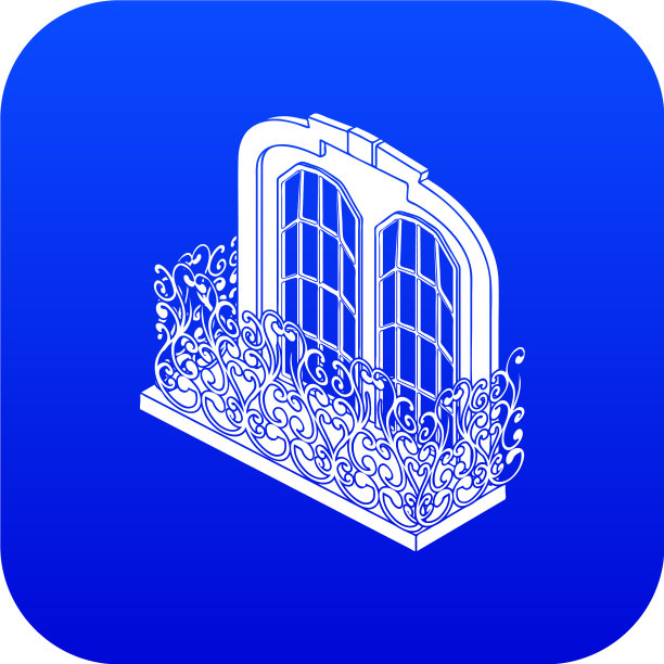 城堡阳台图标蓝色图片下载