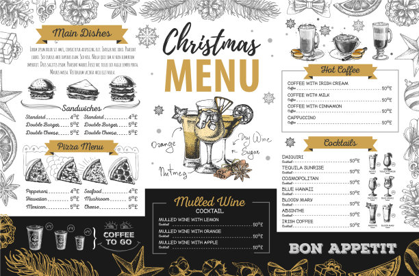手绘圣诞节日菜单设计图片下载