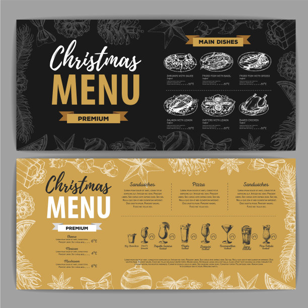 手绘圣诞节日菜单设计图片下载