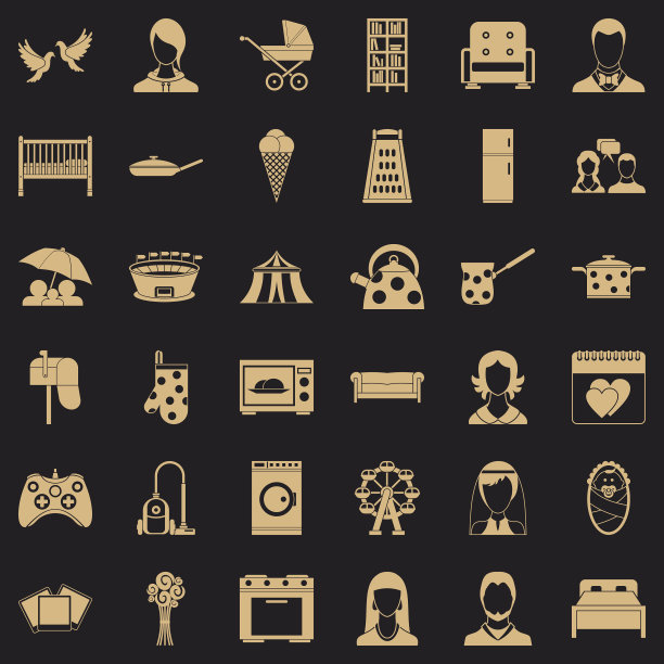 婚礼图标设置简单的风格图片下载