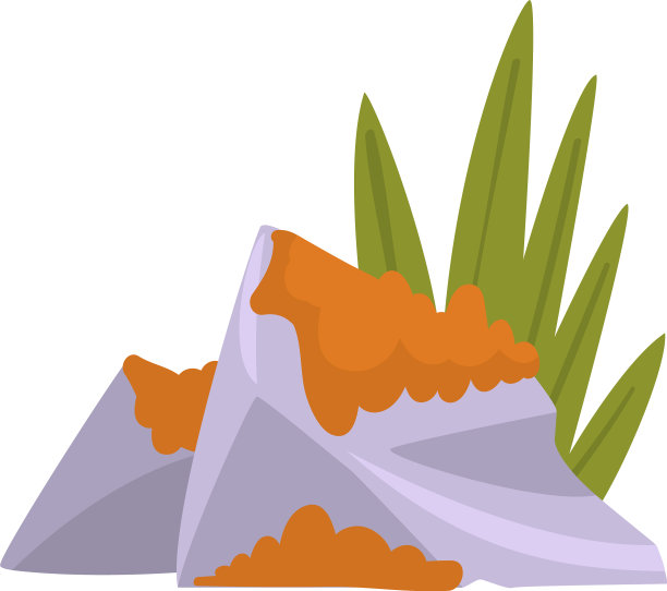 花岗岩卵石与草和苔藓自然图片下载