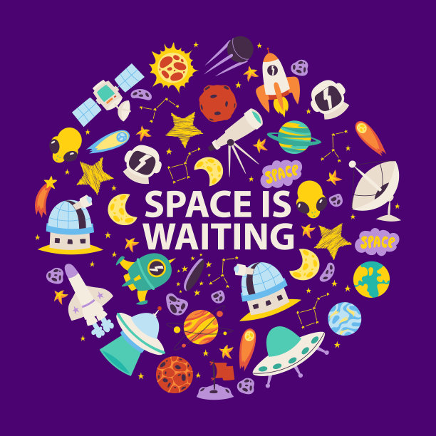 太空物体和行星正在等待海报图片下载