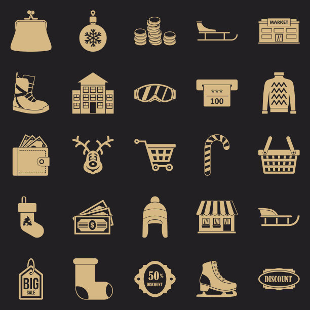 冬季交易图标设置简单的风格图片下载