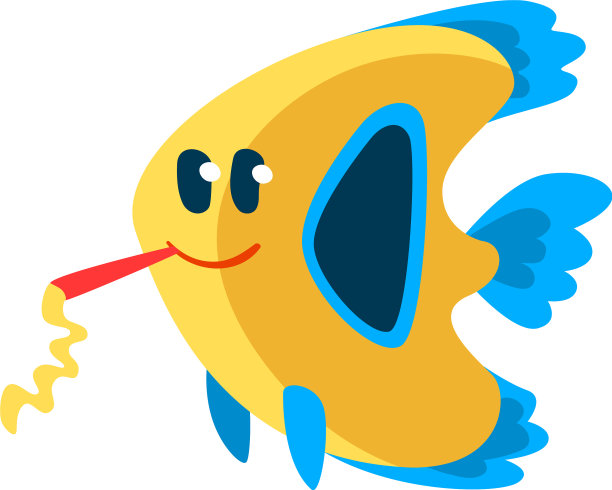 可爱的鱼和吹喇叭的小海洋生物图片下载