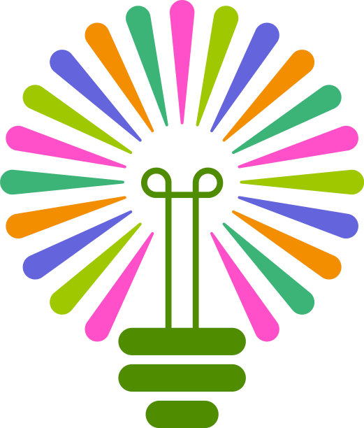 灯泡图标在多彩的花视图图片下载