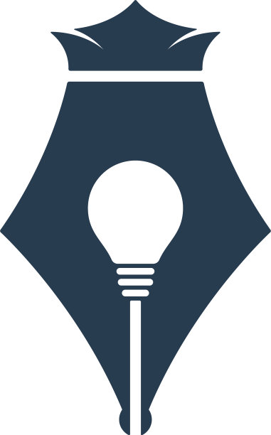 笔尖图标与灯泡和皇冠标志图片下载