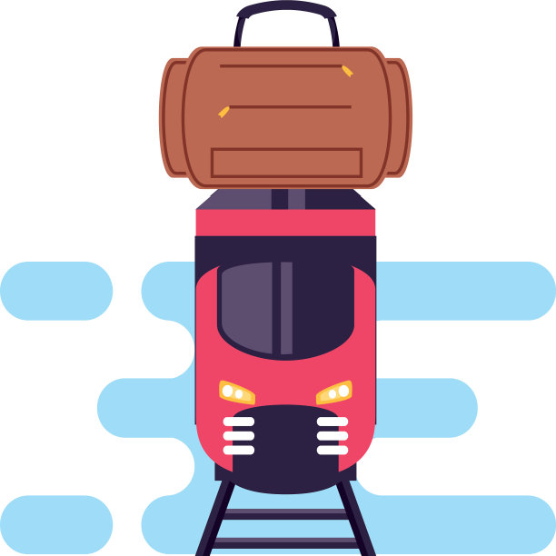 带火车的旅行箱设备图片下载