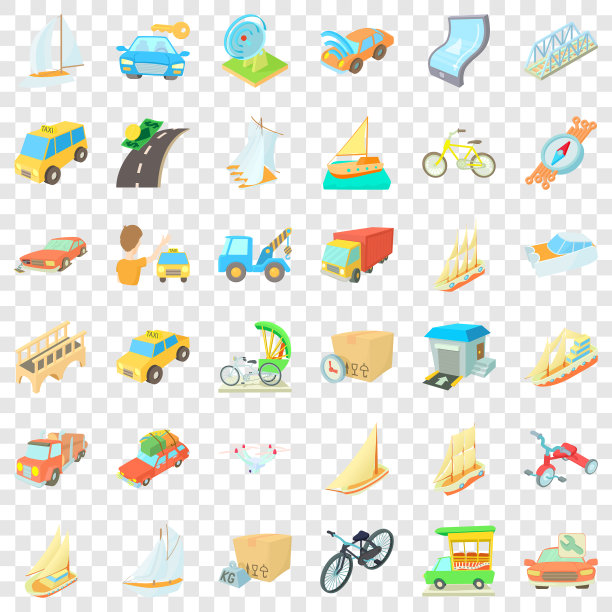 帆船图标设置卡通风格图片下载