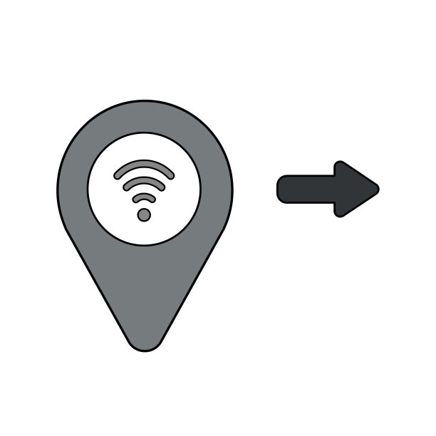带WIFI符号的地图指针图标概念图片下载