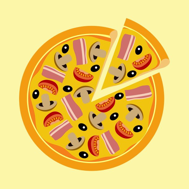 什样披萨，蘑菇、西红柿、橄榄图片下载