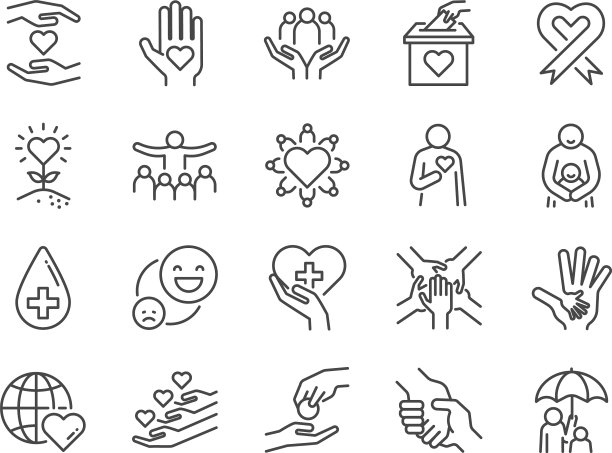 慈善线图标集图片下载