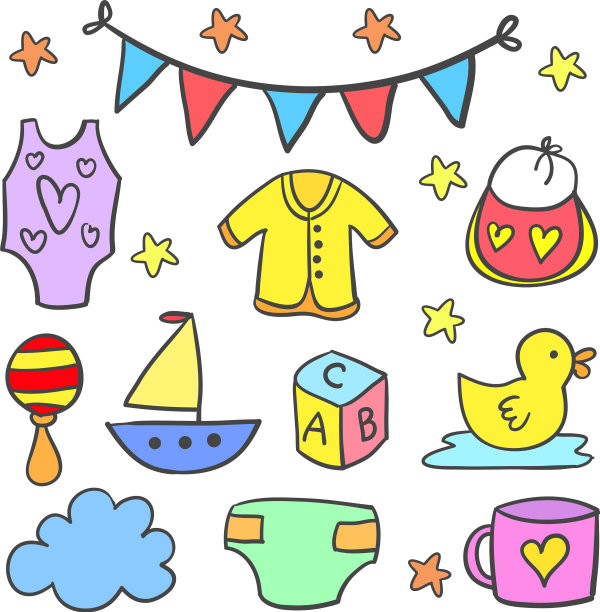 玩具宝宝套装的涂鸦图片下载