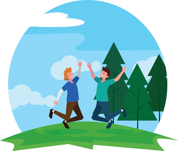 快乐的年轻人在营地庆祝图片下载