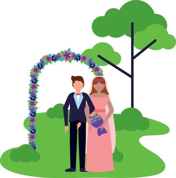 新郎新娘拱门花装饰婚礼图片下载