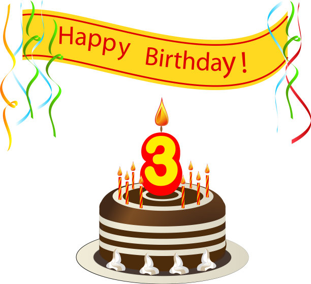 可爱的生日贺卡，有蛋糕和蜡烛图片下载