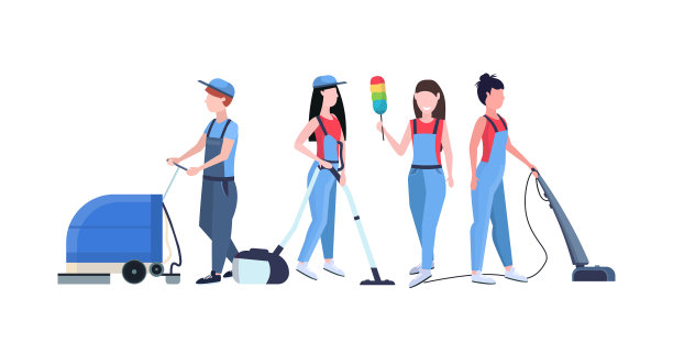 工友团队保洁服务理念男性女性图片下载